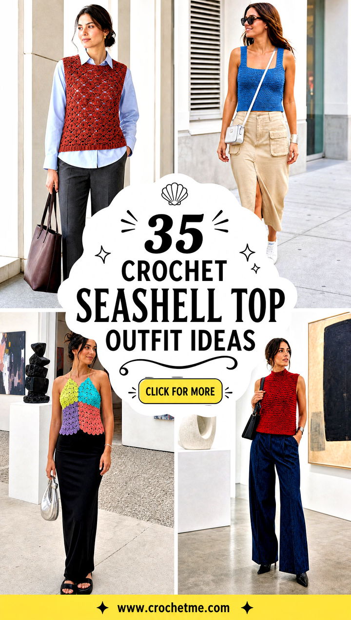 35 crochet seashell top outfit ideas - 35 crochet seashell top outfit ideas