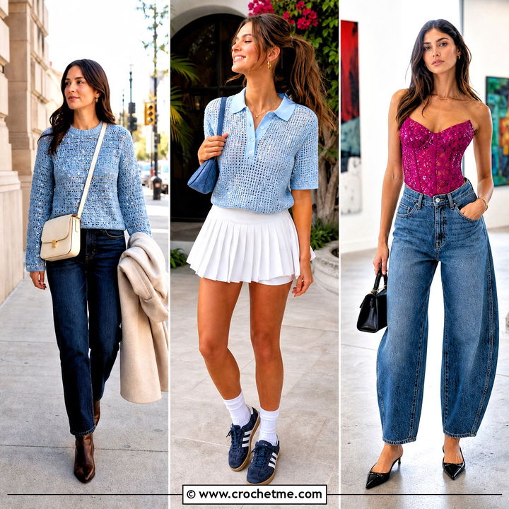 35 Crochet Sequin Top Outfit Ideas for Dazzling Party Style