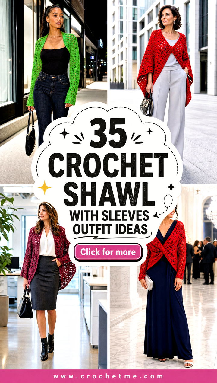 35 crochet shawl with sleeves outfit ideas - 35 crochet shawl with sleeves outfit ideas