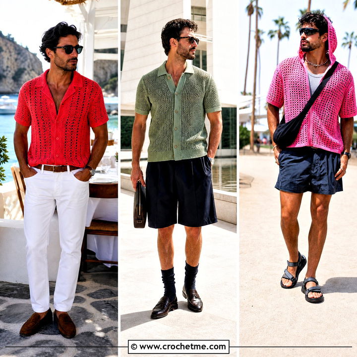 35 Crochet Shirts for Men Outfit Ideas for Cool Summer Style