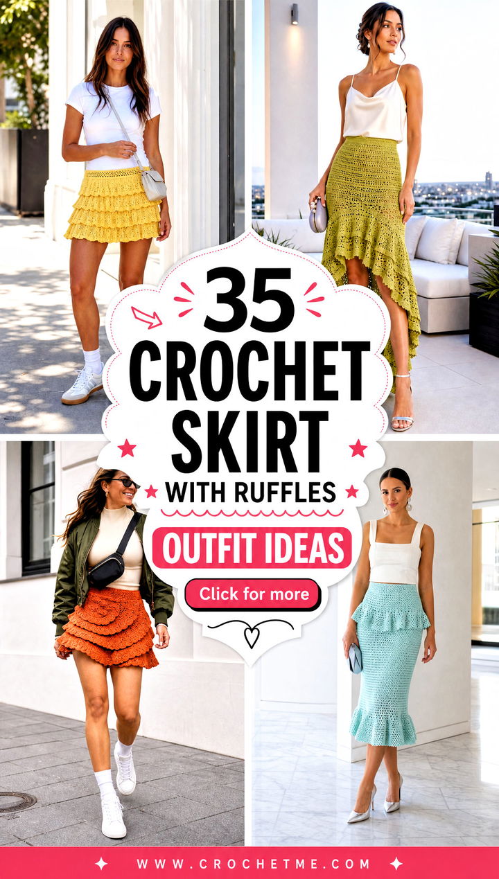 35 crochet skirt with ruffles outfit ideas - 35 crochet skirt with ruffles outfit ideas