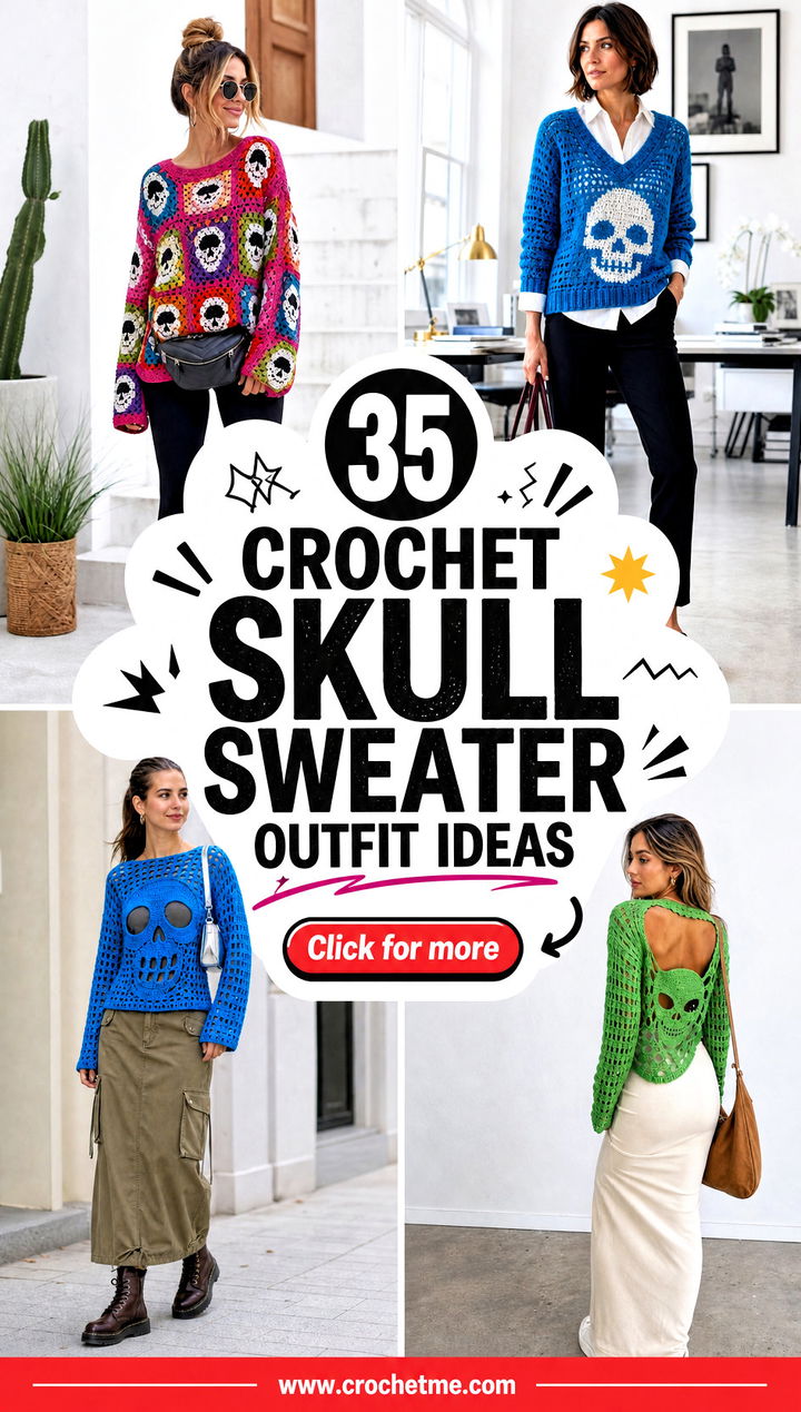 35 crochet skull sweater outfit ideas - 35 crochet skull sweater outfit ideas