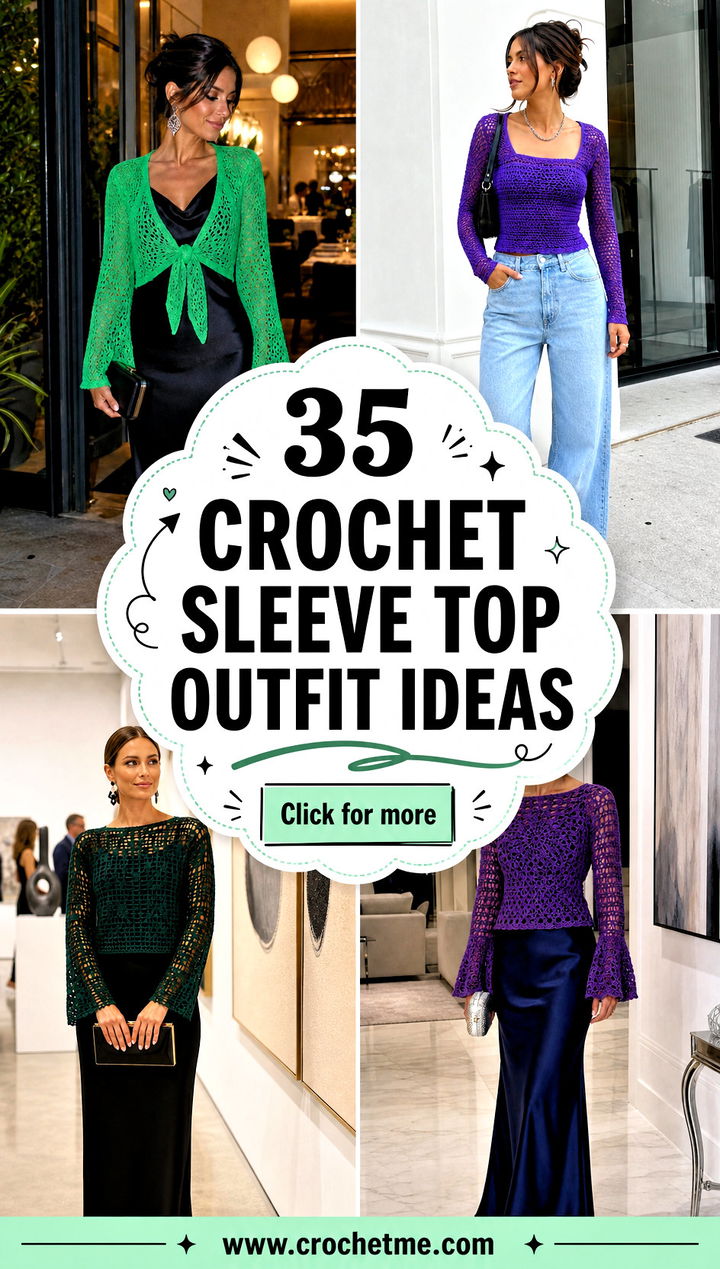 35 crochet sleeve top outfit ideas - 35 crochet sleeve top outfit ideas