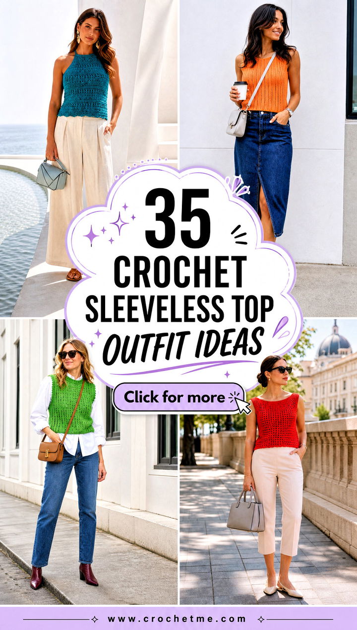 35 crochet sleeveless top outfit ideas - 35 crochet sleeveless top outfit ideas