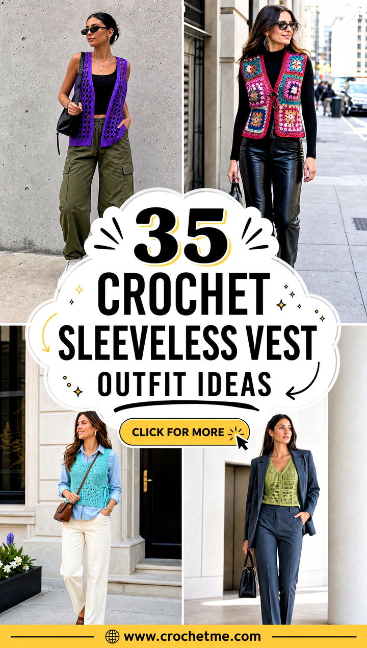 35 crochet sleeveless vest outfit ideas - 35 crochet sleeveless vest outfit ideas