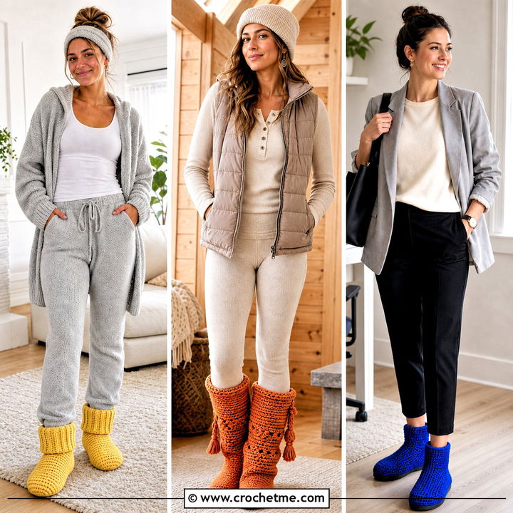 35 Crochet Slipper Boots Outfit Ideas for Cozy Days at Home