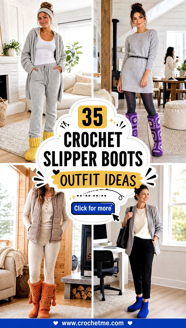 35 crochet slipper boots outfit ideas - 35 crochet slipper boots outfit ideas