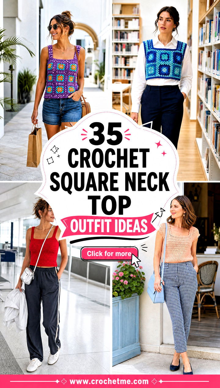 35 crochet square neck top outfit ideas - 35 crochet square neck top outfit ideas
