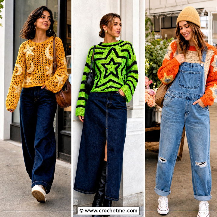 35 Crochet Star Sweater Outfit Ideas for Celestial Cozy Style