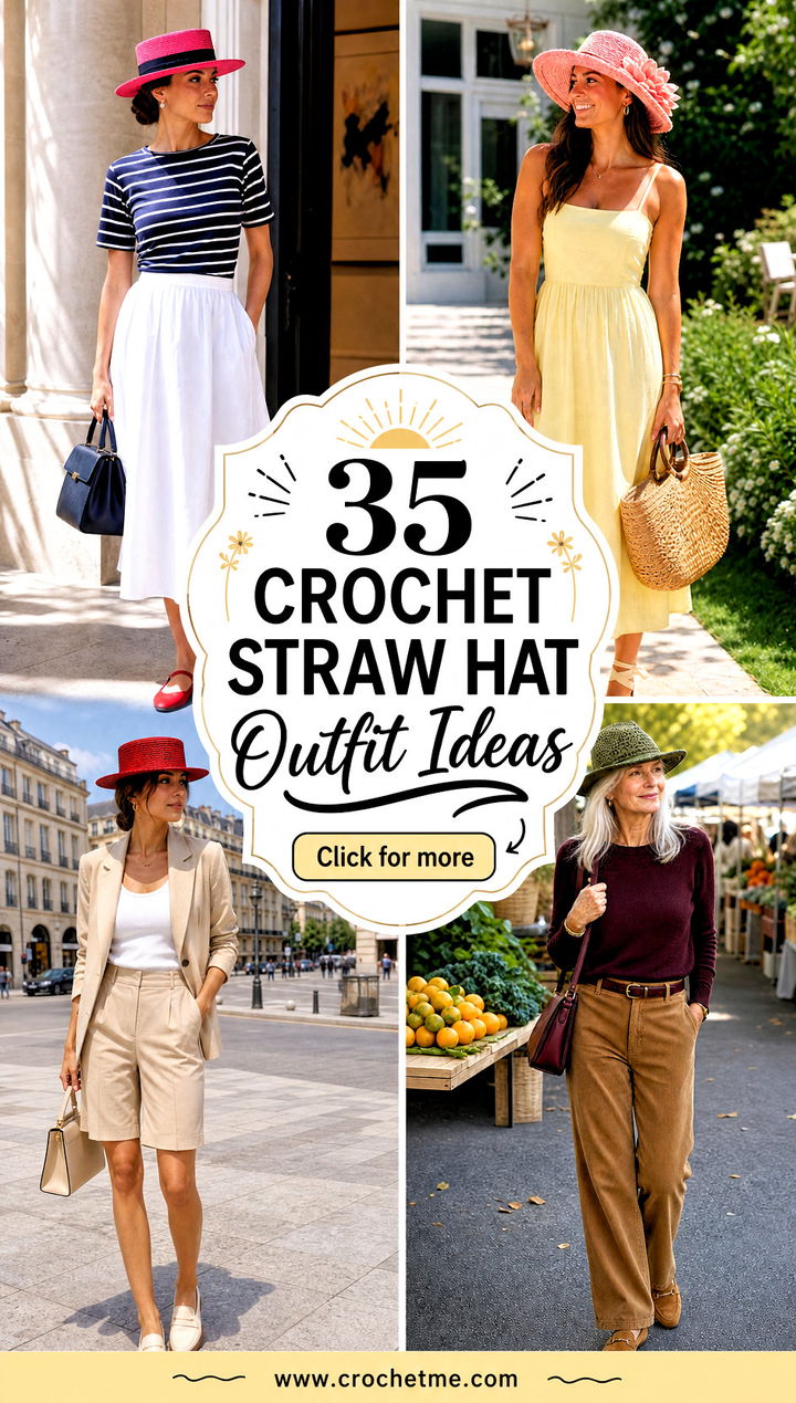 35 crochet straw hat outfit ideas - 35 crochet straw hat outfit ideas