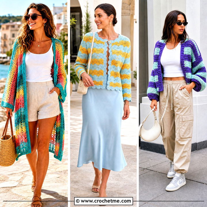 35 Crochet Striped Cardigan Outfit Ideas for Cozy Everyday Style