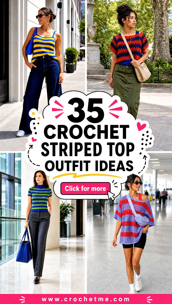 35 crochet striped top outfit ideas - 35 crochet striped top outfit ideas