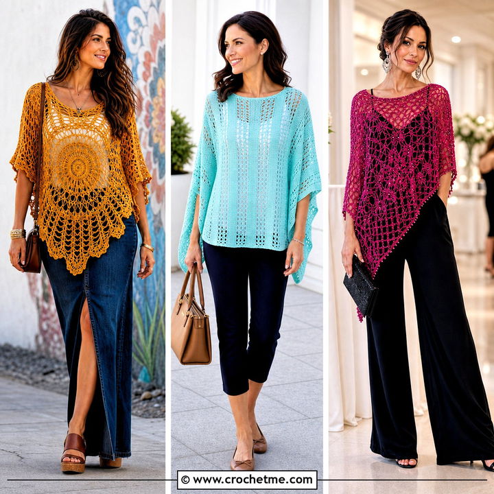 35 Crochet Summer Poncho Outfit Ideas for Breezy Vacations