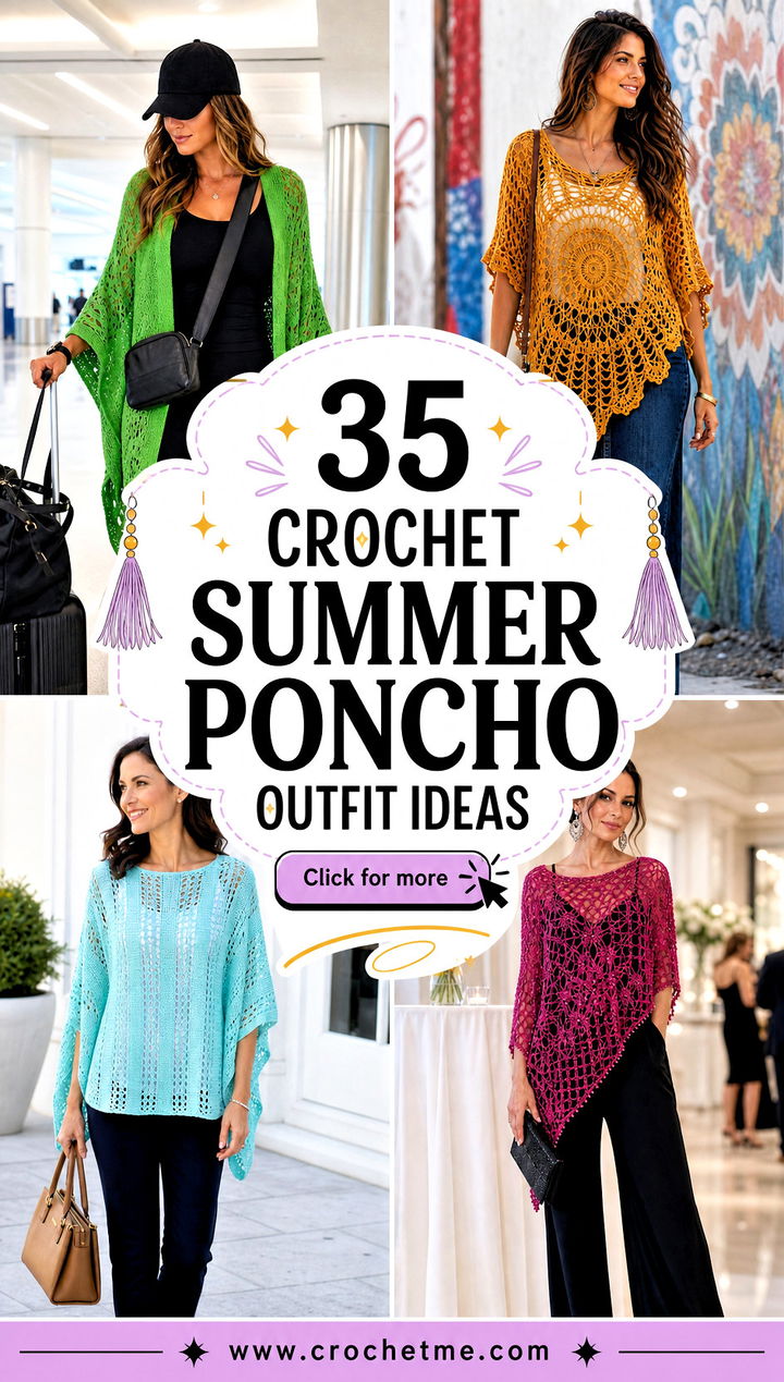 35 crochet summer poncho outfit ideas - 35 crochet summer poncho outfit ideas