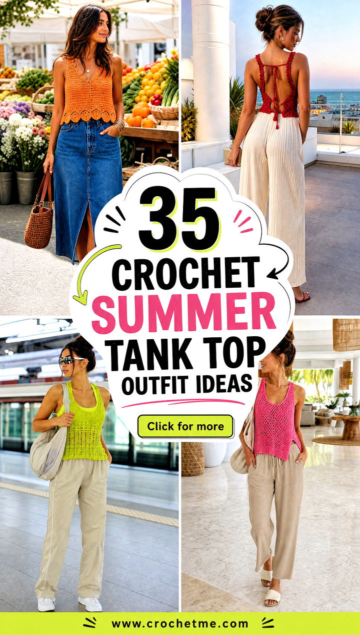35 crochet summer tank top outfit ideas - 35 crochet summer tank top outfit ideas