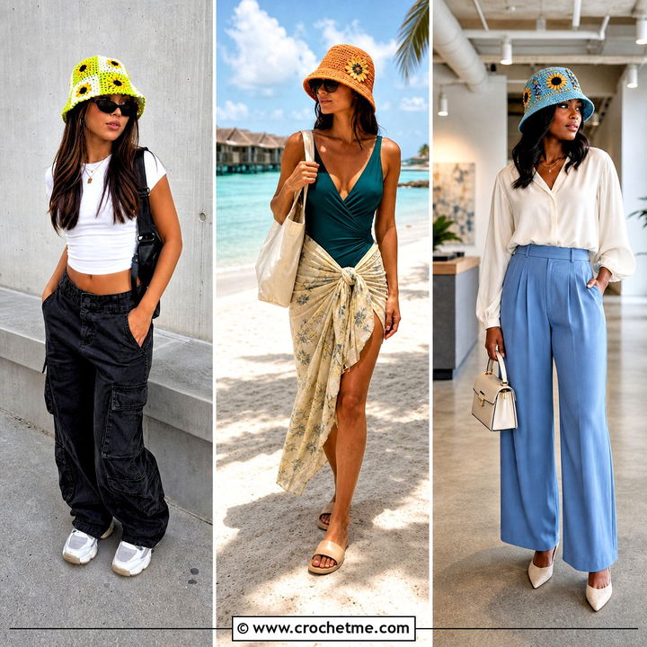 35 Crochet Sunflower Bucket Hat Outfit Ideas for Summer