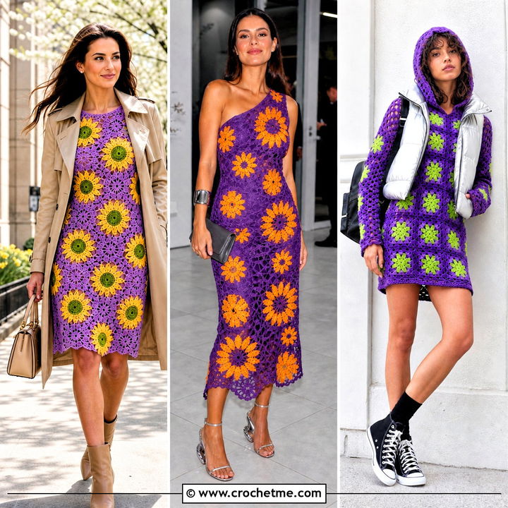 35 Crochet Sunflower Dress Outfit Ideas for Sunny Summer Style