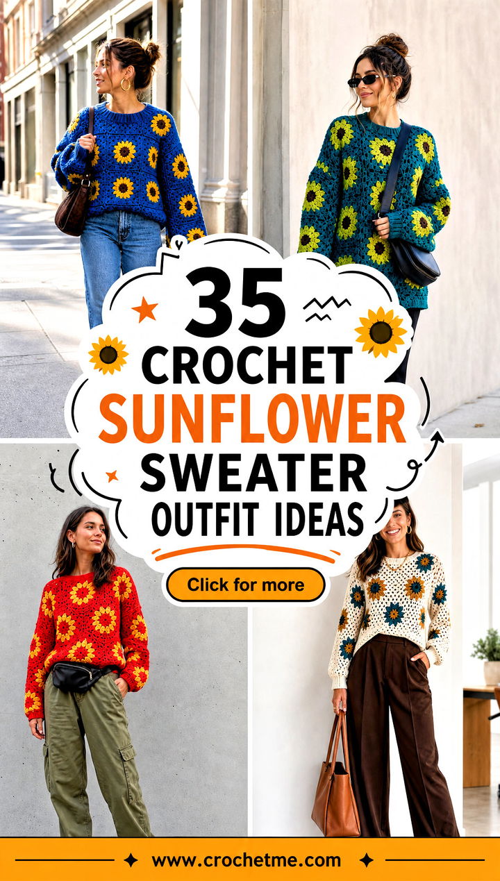 35 crochet sunflower sweater outfit ideas - 35 crochet sunflower sweater outfit ideas