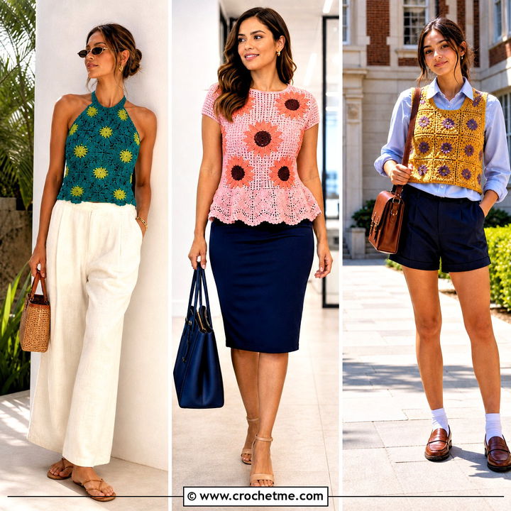 35 Crochet Sunflower Top Outfit Ideas for Bright Summer Style