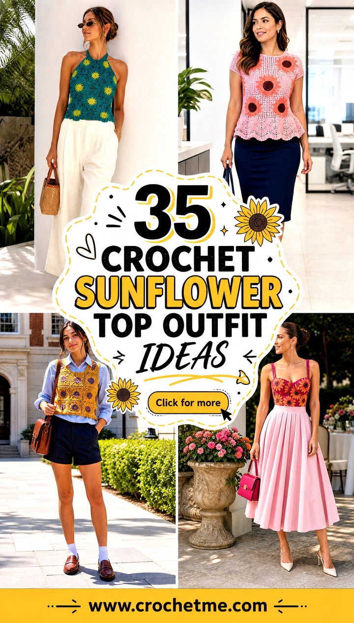 35 crochet sunflower top outfit ideas - 35 crochet sunflower top outfit ideas