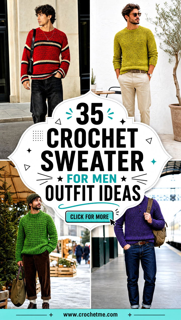 35 crochet sweater for men outfit ideas - 35 crochet sweater for men outfit ideas