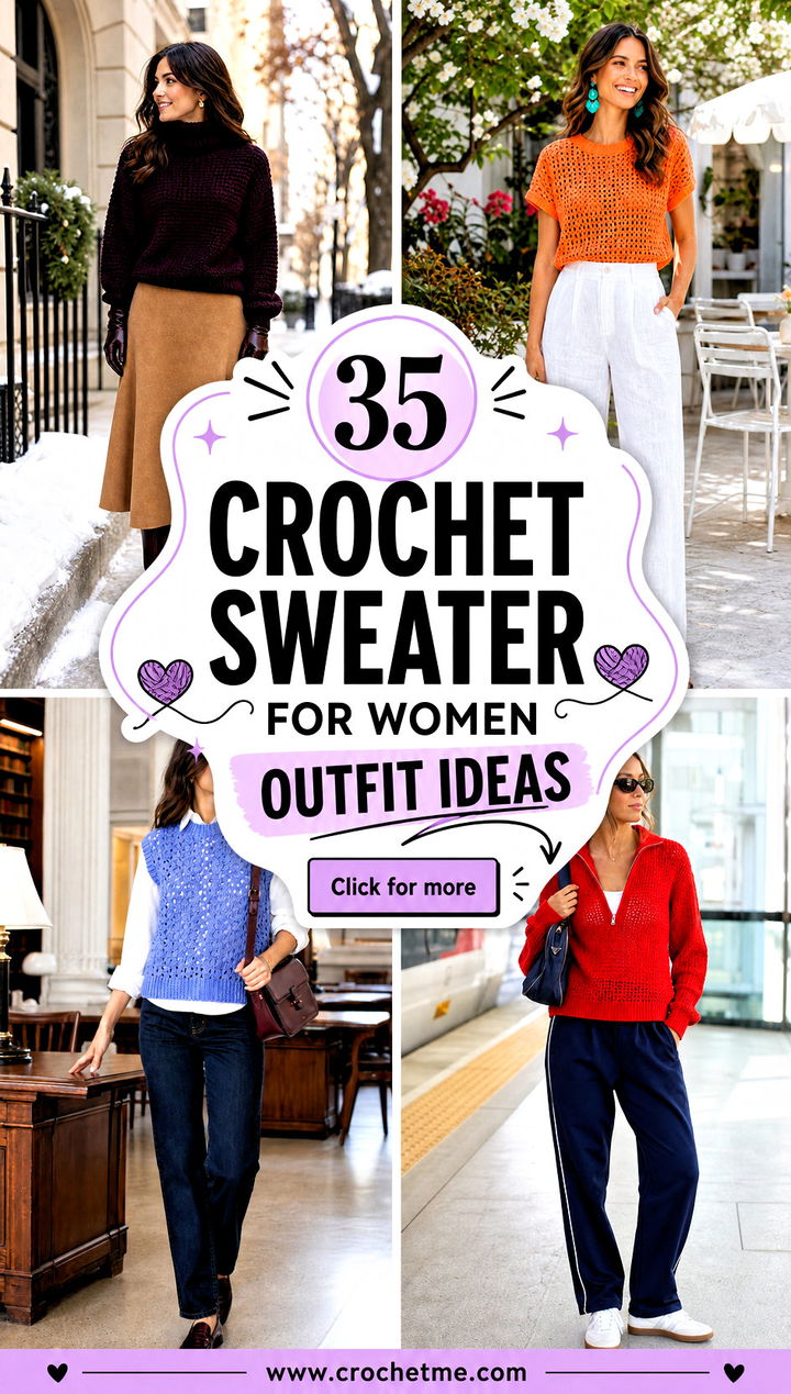 35 crochet sweater for women outfit ideas - 35 crochet sweater for women outfit ideas
