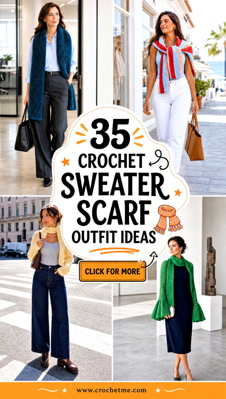 35 crochet sweater scarf outfit ideas - 35 crochet sweater scarf outfit ideas