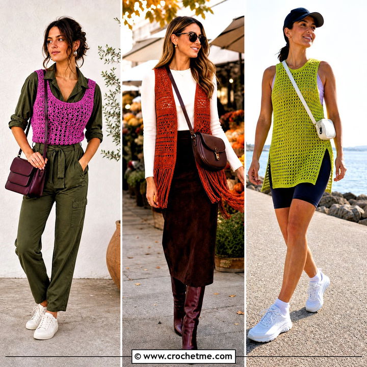 35 Crochet Sweater Vest Outfit Ideas for Smart Fall Layering