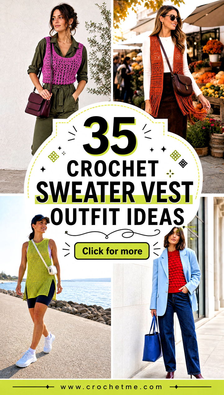 35 crochet sweater vest outfit ideas - 35 crochet sweater vest outfit ideas