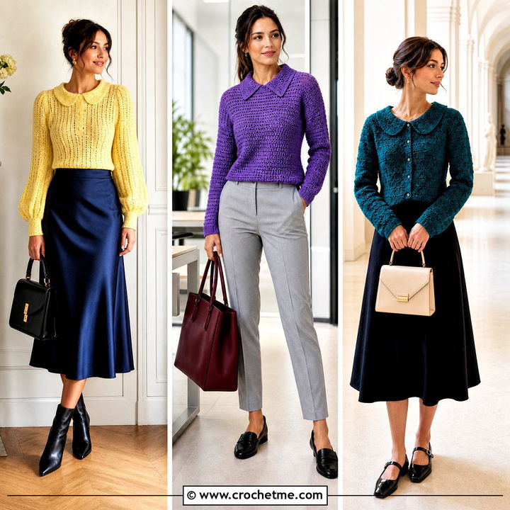 35 Crochet Sweater With Collar Outfit Ideas for Fall Style