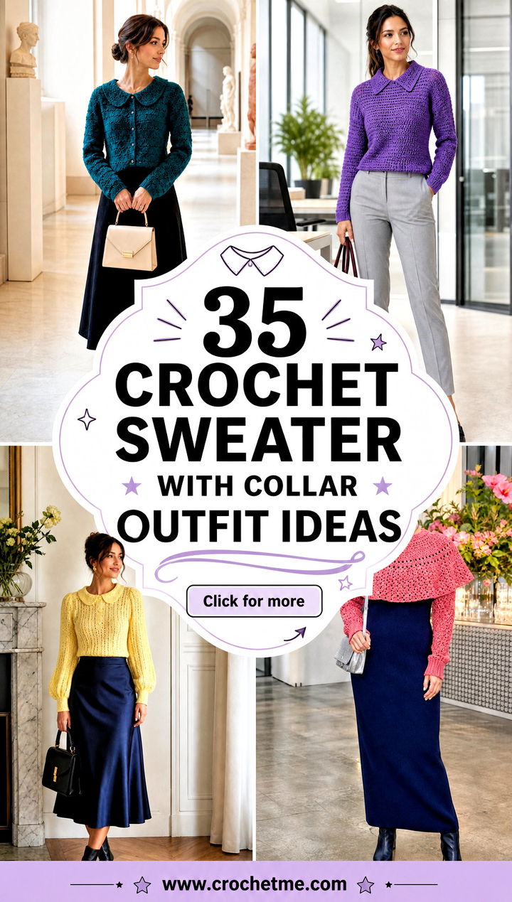 35 crochet sweater with collar outfit ideas - 35 crochet sweater with collar outfit ideas