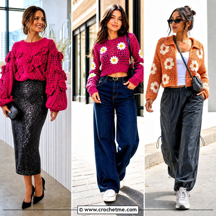 35 Crochet Sweater With Flowers Outfit Ideas for Fresh Fall Style