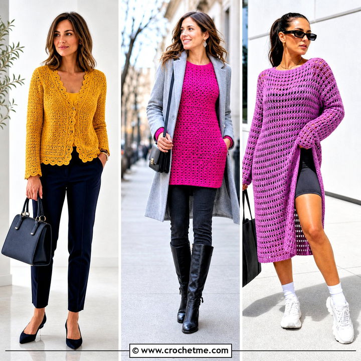 35 Crochet Sweater Women Outfit Ideas for Chic Fall Style