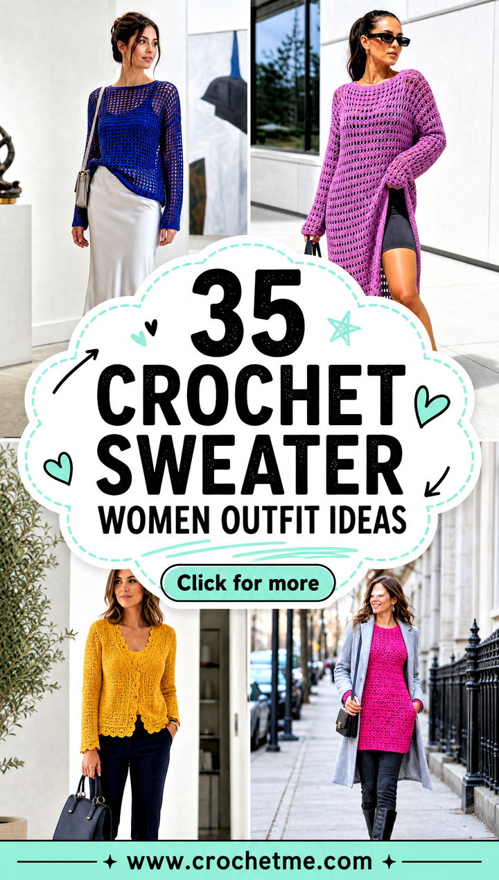 35 crochet sweater women outfit ideas - 35 crochet sweater women outfit ideas