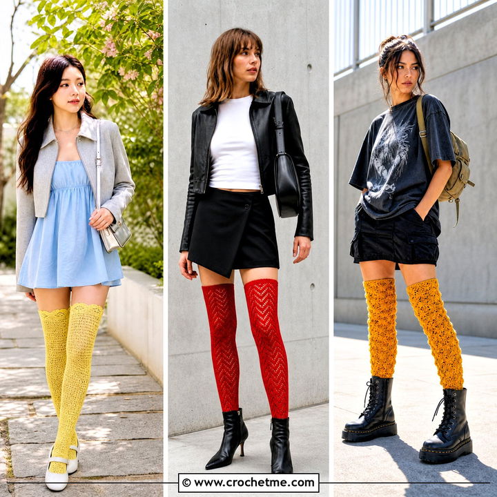 35 Crochet Thigh High Socks Outfit Ideas for Cozy Style