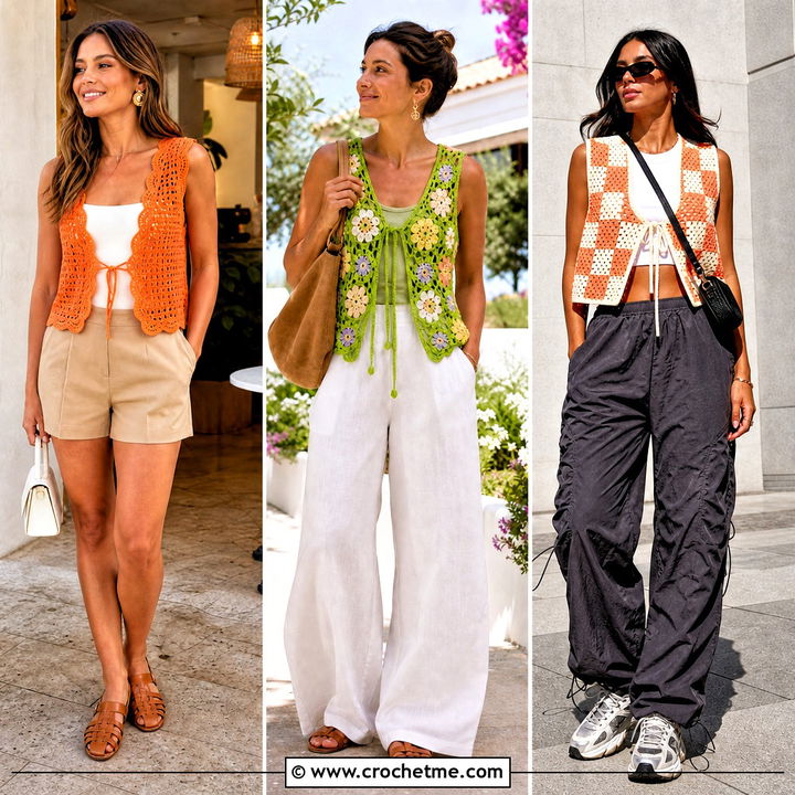 35 Crochet Tie Vest Outfit Ideas for Creative Layered Looks