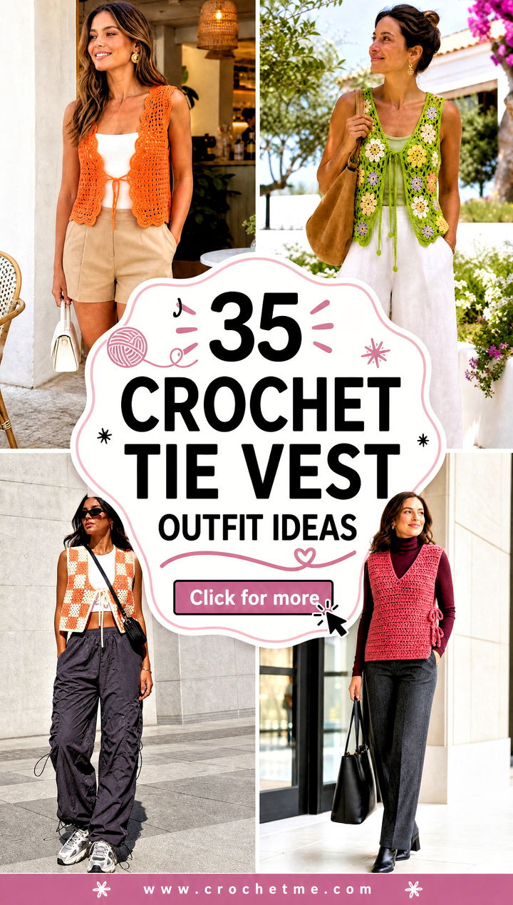 35 crochet tie vest outfit ideas - 35 crochet tie vest outfit ideas