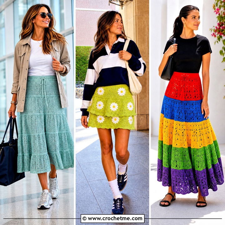 35 Crochet Tiered Skirt Outfit Ideas for Breezy Summer Style