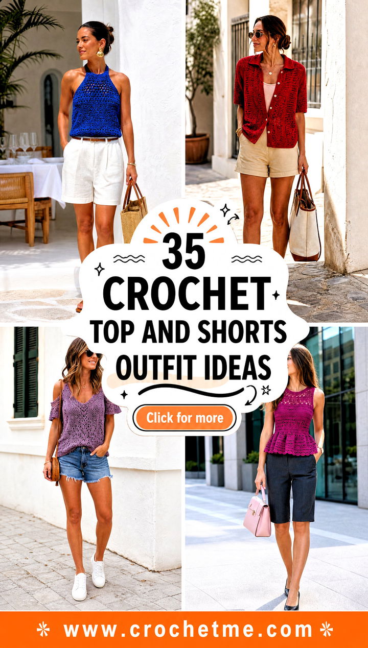 35 crochet top and shorts outfit ideas - 35 crochet top and shorts outfit ideas