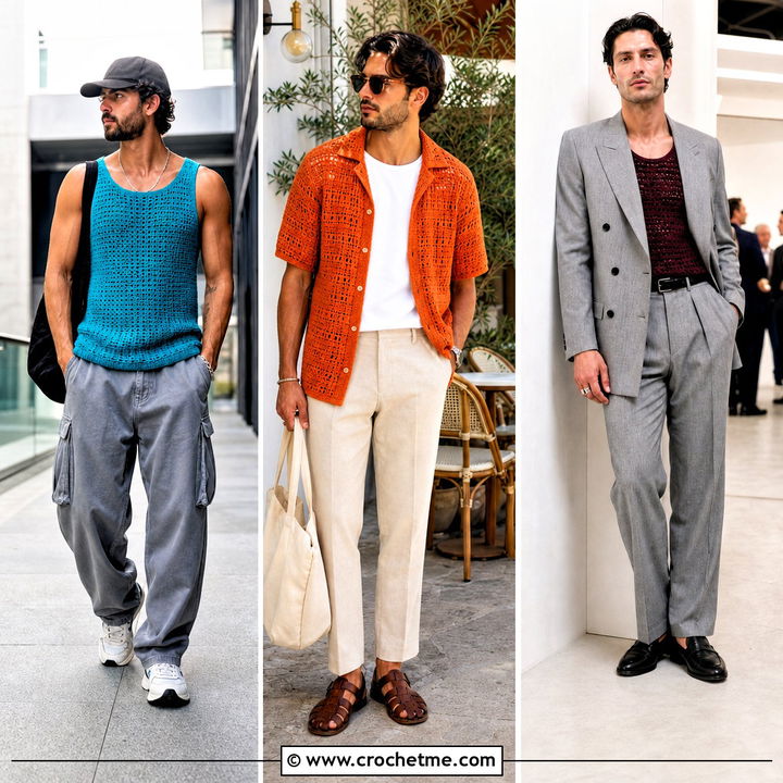 35 Crochet Top Men Outfit Ideas for Modern Summer Style