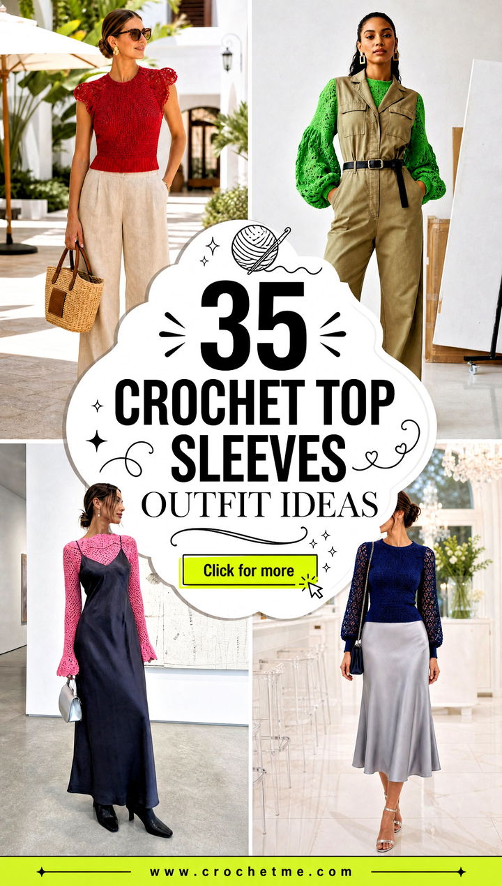 35 crochet top sleeves outfit ideas - 35 crochet top sleeves outfit ideas