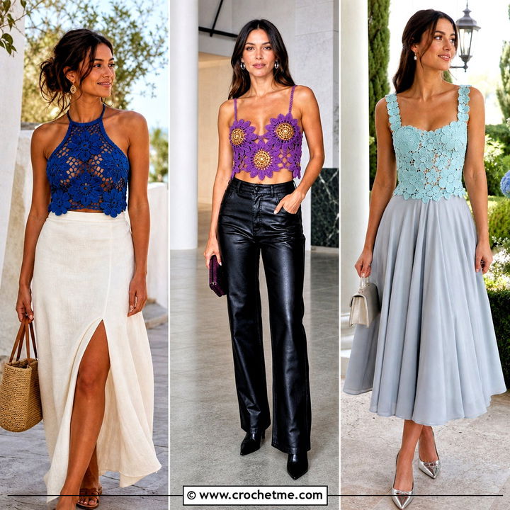 35 Crochet Top With Flowers Outfit Ideas for Sweet Summer Style
