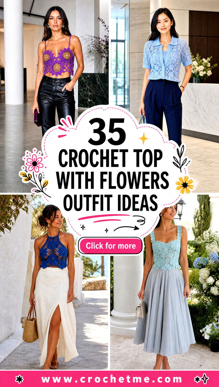 35 crochet top with flowers outfit ideas - 35 crochet top with flowers outfit ideas