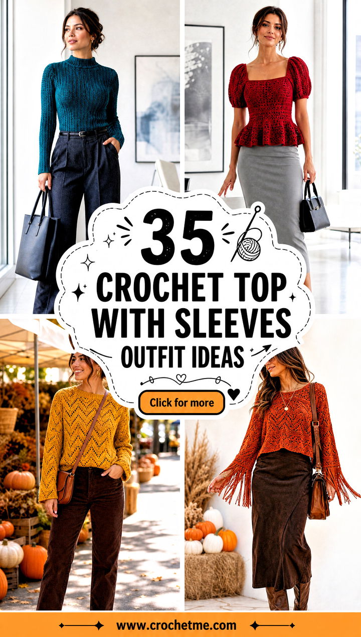 35 crochet top with sleeves outfit ideas - 35 crochet top with sleeves outfit ideas