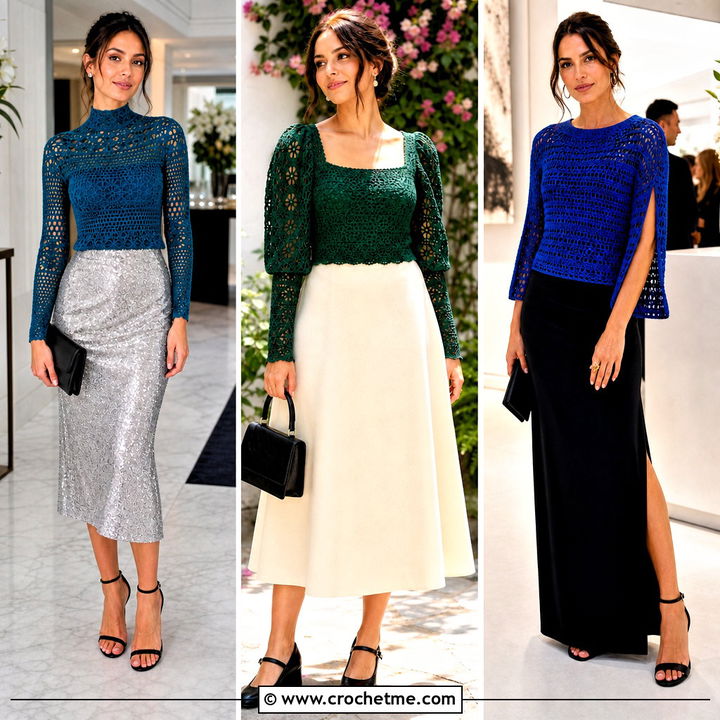 35 Crochet Tops with Sleeves Outfit Ideas for Layered Looks