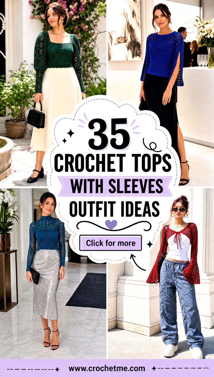 35 crochet tops with sleeves outfit ideas - 35 crochet tops with sleeves outfit ideas