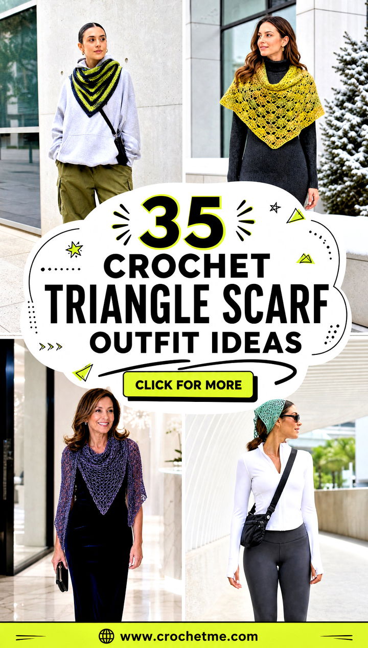 35 crochet triangle scarf outfit ideas - 35 crochet triangle scarf outfit ideas