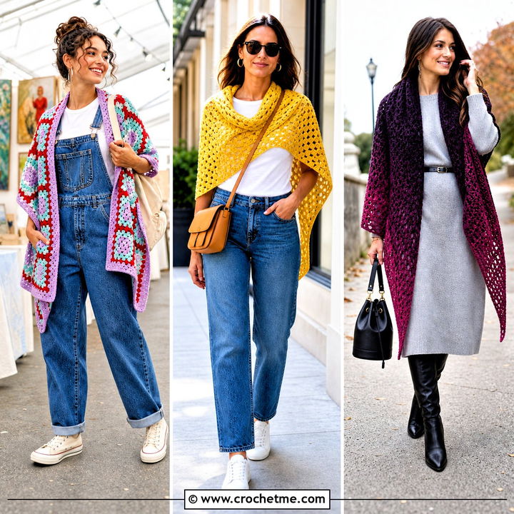 35 Crochet Triangle Shawl Outfit Ideas for Elegant Layering