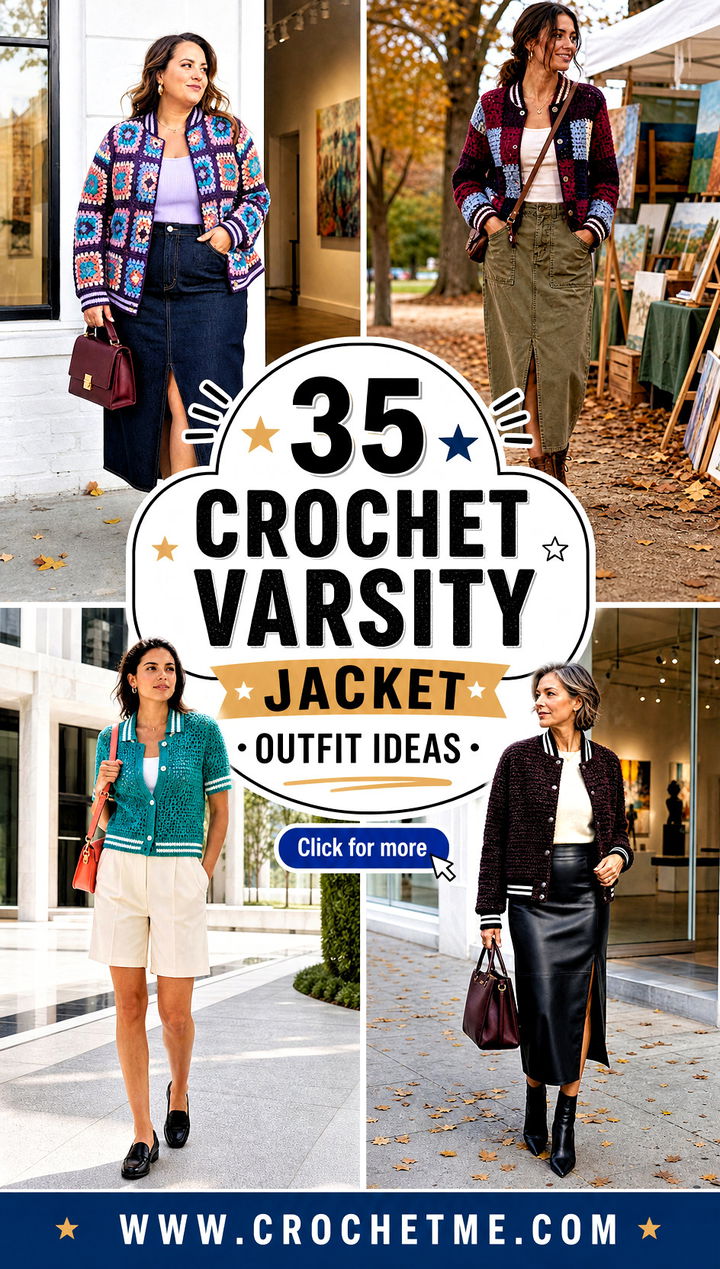 35 crochet varsity jacket outfit ideas - 35 crochet varsity jacket outfit ideas