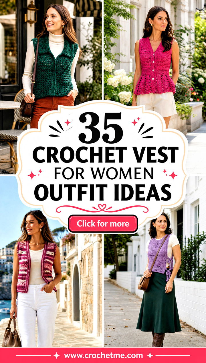 35 crochet vest for women outfit ideas - 35 crochet vest for women outfit ideas